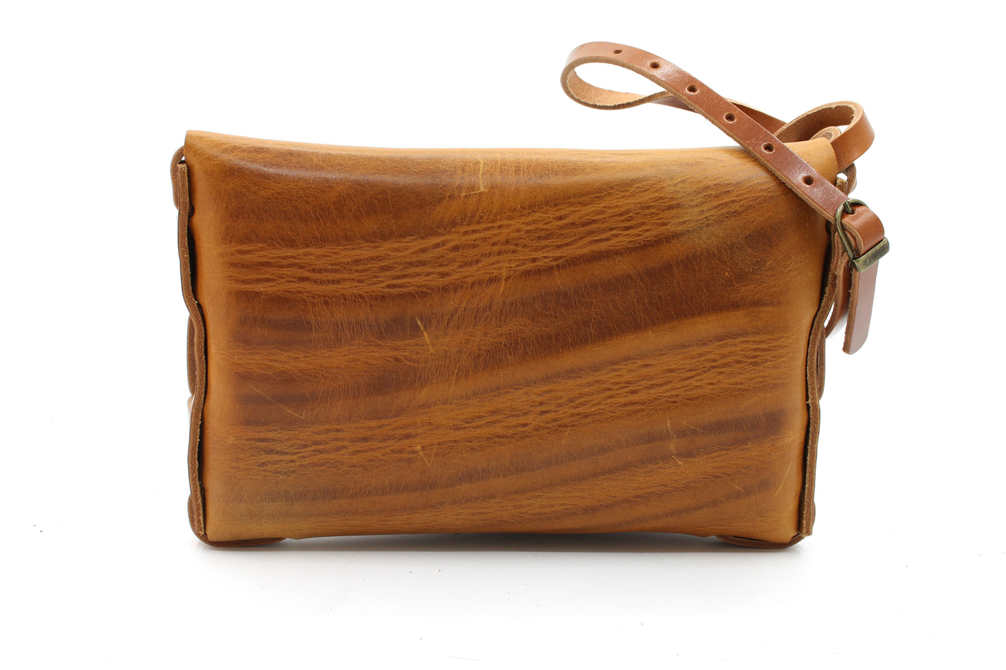 A-Zone Handgemaakt vol nerf leren tasje cognac