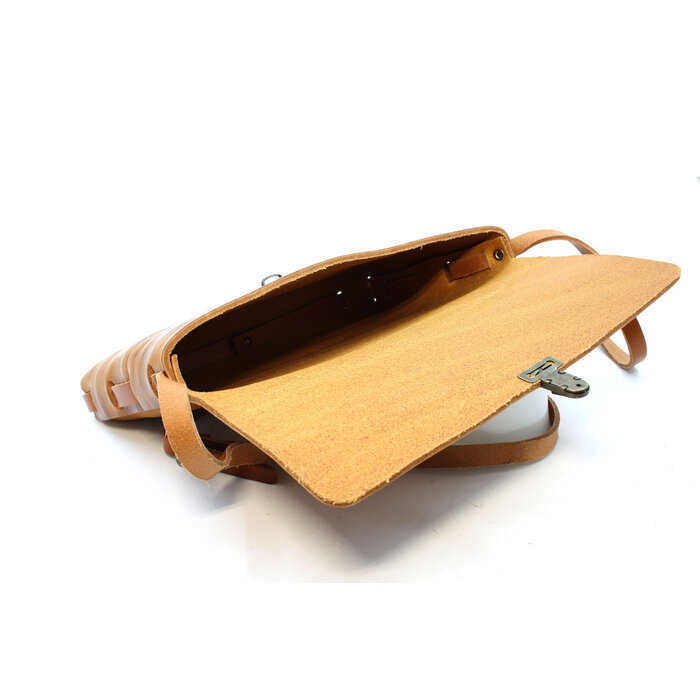 A-Zone Handgemaakt vol nerf leren tasje cognac