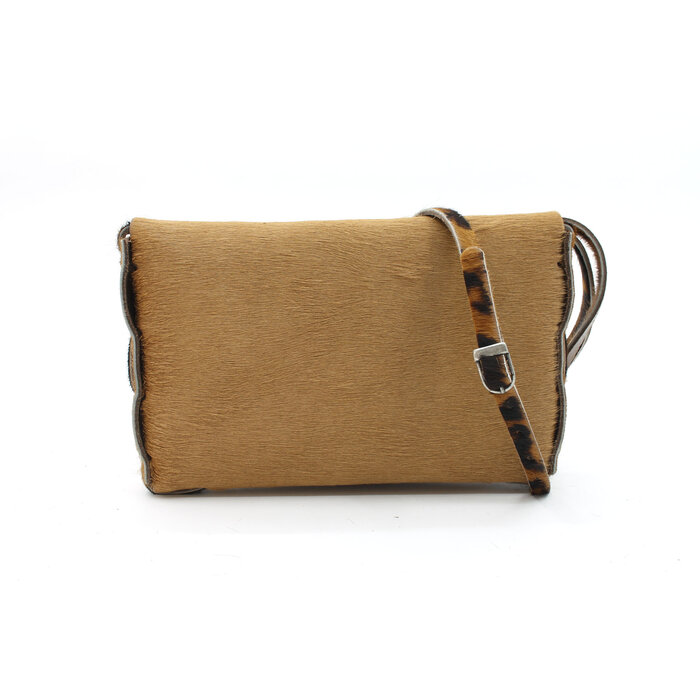 A-Zone Handgemaakt leren tasje hair-on camel