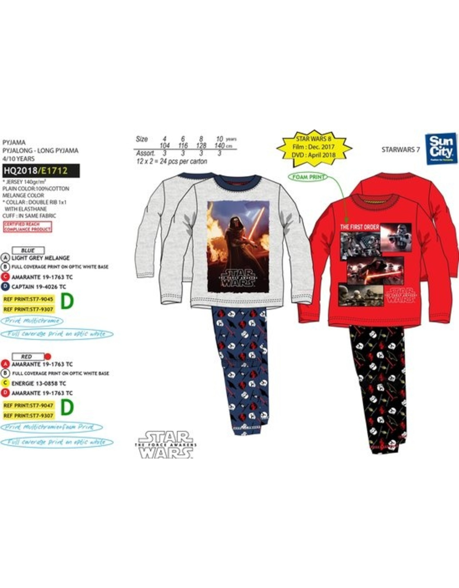 Star Wars Kylo Ren pyjama grijs