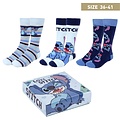 Disney Stitch Socks 3 Pair Gift Package Size 35-41