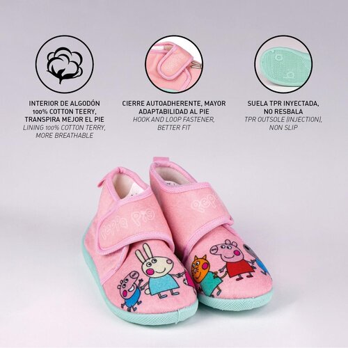 Peppa Pig Peppa Pig Sloffen Klittenbandsluiting Antislip Peppa Pig Peppa Pig Sloffen Klittenbandsluiting Antislip