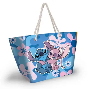Disney Disney Stitch und Angel Strandtasche mit Reißverschluss Mädchen Einkaufstasche Damen Disney Disney Stitch und Angel Strandtasche mit Reißverschluss Mädchen Einkaufstasche Damen