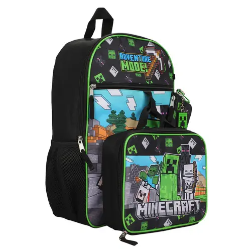 Minecraft Minecraft Rucksack 5-teiliges Set – Jungen Schulranzen Mädchen – mit Lunchkit & Federmäppchen Minecraft Minecraft Rucksack 5-teiliges Set – Jungen Schulranzen Mädchen – mit Lunchkit & Federmäppchen