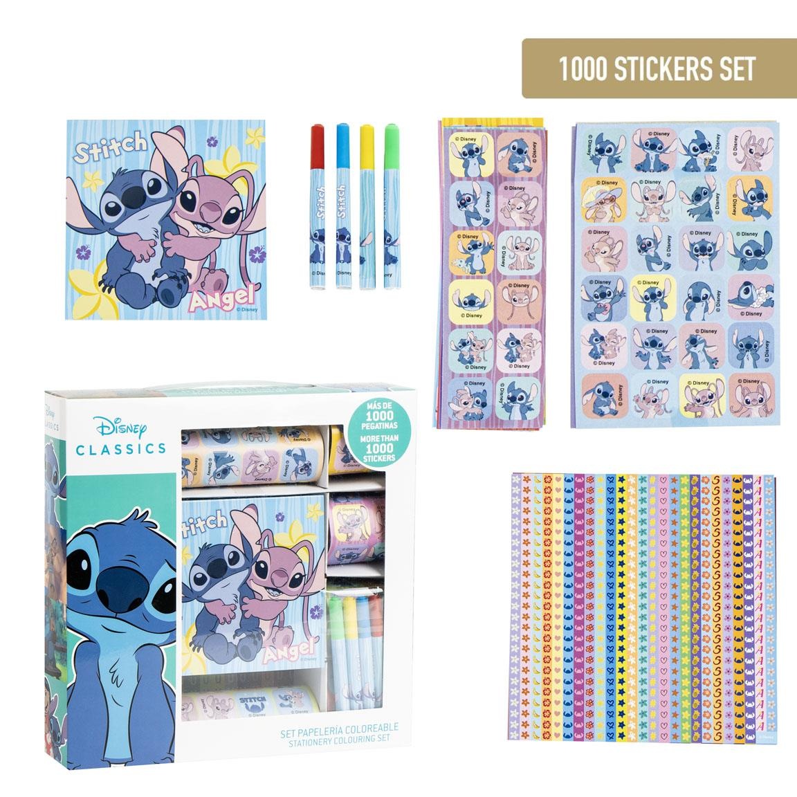 Disney Disney Stitch & Angel Sticker Set for Kids – 1000 Stickers – Includes Colouring Book & 4 Markers – Girls Craft Set