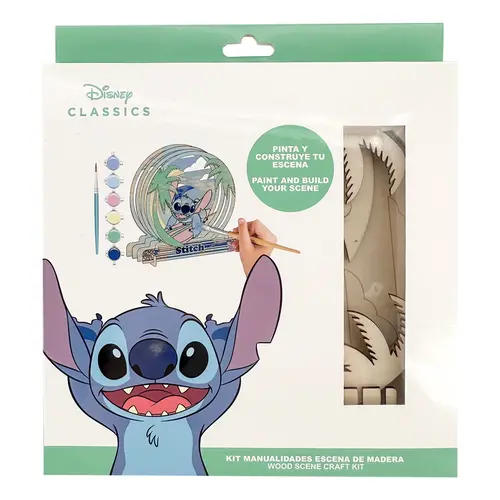 Disney Stitch Knutselset Kind – Houten Scène Tekenset – 6 Kleuren & Kwast – Creatief Speelgoed Disney Stitch Knutselset Kind – Houten Scène Tekenset – 6 Kleuren & Kwast – Creatief Speelgoed