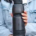 WatertoGo Water-to-Go Active Flasche 1L Schwarz – Wasserfilterflasche für Reisen & Sport – Mit 3-in-1 Filter – BPA-frei