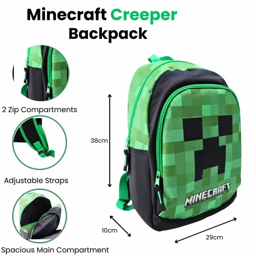 Minecraft Minecraft Rugzak Jongens Rugzak Meisjes 2 Vakken - Hoogte 38cm