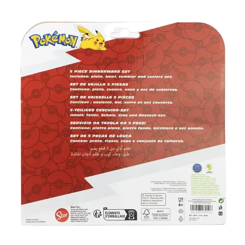 Pokemon Pokémon 5-Delige Eetset – Bord, Kom, Beker en Bestek – Kinder Serviesset met Pikachu en Charizard