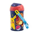 Pokemon Pokémon Water Bottle with Straw and Carry Strap – BPA-Free Kids Drink Bottle – Blue Red with Pikachu