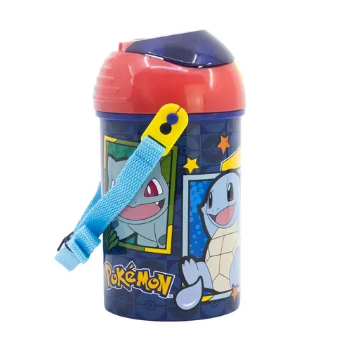 Pokemon Pokémon Drinkbeker met Rietje en Draagband – BPA-vrije Kinder Drinkfles – Blauw Rood met Pikachu