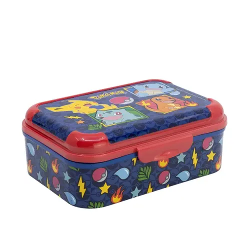 Pokemon Pokemon Broodtrommel Blauw Rood – Kinder Lunchbox met Pikachu – BPA Vrije School Brooddoos