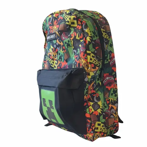 Minecraft Minecraft Rugzak voor Jongens en Meisjes – Creeper Schooltas met Voorvak en Drinkflesvak – Officieel Gelicenseerd