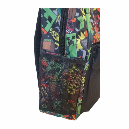 Minecraft Minecraft Rugzak voor Jongens en Meisjes – Creeper Schooltas met Voorvak en Drinkflesvak – Officieel Gelicenseerd