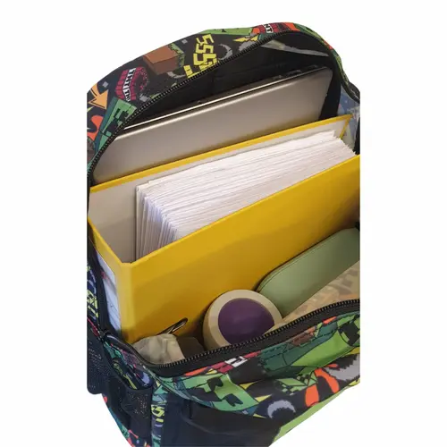 Minecraft Minecraft Rugzak voor Jongens en Meisjes – Creeper Schooltas met Voorvak en Drinkflesvak – Officieel Gelicenseerd