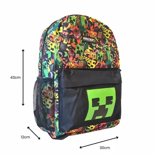 Minecraft Minecraft Backpack for Boys and Girls – Creeper School Backpack with Front Pocket and Bottle Holder – Officially Licensed