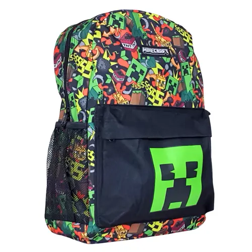 Minecraft Minecraft Backpack for Boys and Girls – Creeper School Backpack with Front Pocket and Bottle Holder – Officially Licensed