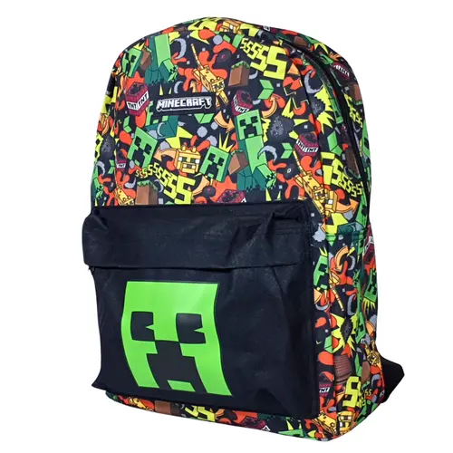 Minecraft Minecraft Backpack for Boys and Girls – Creeper School Backpack with Front Pocket and Bottle Holder – Officially Licensed