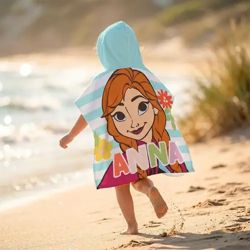 Disney Frozen Poncho Elsa und Anna – Badeponcho Kinder – Strandponcho – Schnelltrocknend – Polyester – Mit Kapuze