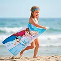 Disney Frozen Strandtuch mit Schwimmbrille – Elsa und Anna – Kinder Strand Handtuch Set – Schnelltrocknend – Polyester – Sommer und Strand