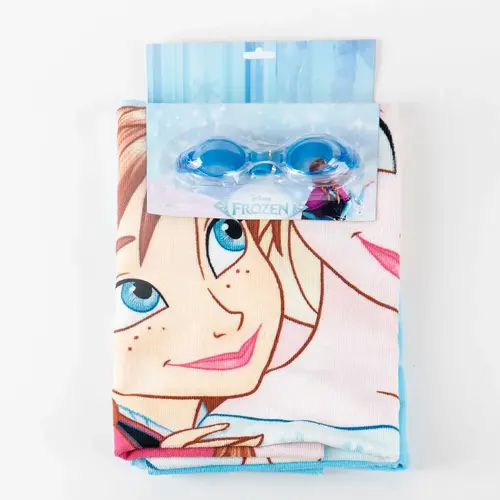 Disney Frozen Strandlaken met Zwembril – Elsa en Anna – Kinder Strand Handdoek Set – Sneldrogend – Polyester – Zomer en Strand