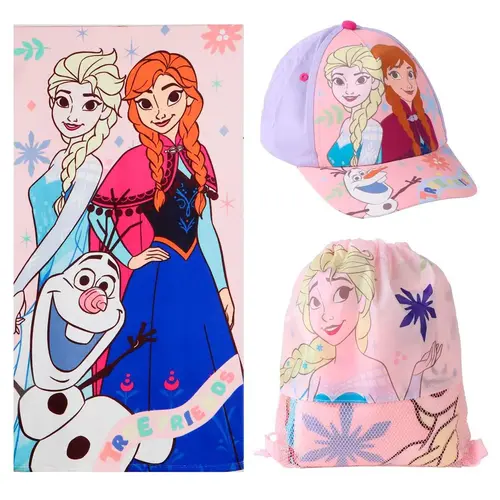 Disney Disney Frozen Strandset – Strandlaken, Zwemtas en Pet – Elsa & Anna – Zomer Strand Accessoires Meisjes
