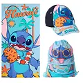 Disney Disney Stitch Strandset – Strandtuch, Turnbeutel und Kappe – Hawaii Stitch – Sommer Strand Zubehör Kinder