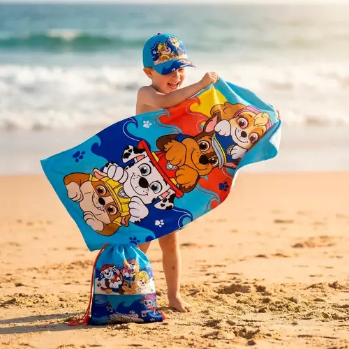 Nickelodeon Paw Patrol Strandlaken Zwemtas en Pet – Strandset Kind – Handdoek Tas Cap – Strand Zwembad Vakantie