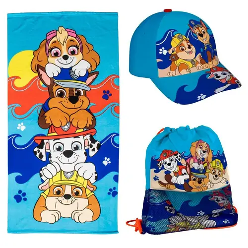 Nickelodeon Paw Patrol Strandlaken Zwemtas en Pet – Strandset Kind – Handdoek Tas Cap – Strand Zwembad Vakantie