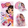 Nickelodeon Dora Strandtuch Turnbeutel und Cap – Strandset Kinder – Handtuch Tasche Kappe – Strand Schwimmbad Urlaub