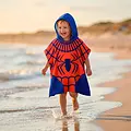 Marvel Spiderman Poncho Jungen – Marvel Strandponcho mit Kapuze – Kinder Handtuch Poncho Schnelltrocknend – Strand Schwimmbad Urlaub