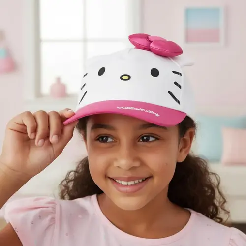 Hello Kitty Hello Kitty Cap with Bow – Pink/White Kids Cap – Adjustable – Summer Cap Girls – Sun Protection – Officially Licensed