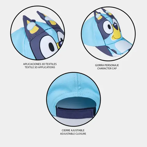 Nickelodeon Bluey Cap Blue – Kids Hat with 3D Ears – Adjustable – Officially Licensed