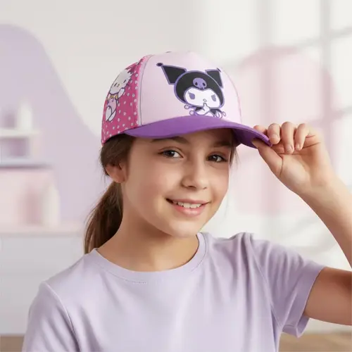 Hello Kitty Hello Kitty & Kuromi Pet Paars Roze – Kinderpet – Verstelbaar – Officieel Gelicenseerd