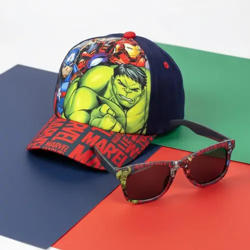 Marvel Marvel Avengers Pet en Zonnebril Set – Kinder Pet – Blauw Rood – Verstelbare Cap – UV Bescherming – Officieel Gelicenseerd