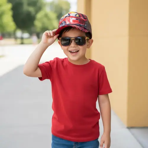 Hot Wheels Hot Wheels Pet met Zonnebril Set – Kinder Pet Jongens – Rood Zwart – Verstelbare Cap – UV Bescherming