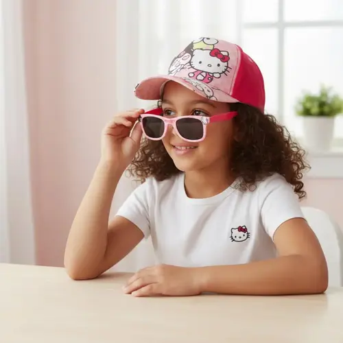 Hello Kitty Hello Kitty Pet en Zonnebril Set – Roze – UV400 Bescherming – Verstelbare Zomer Pet voor Meisjes