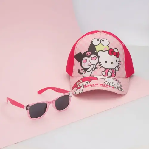 Hello Kitty Hello Kitty Pet en Zonnebril Set – Roze – UV400 Bescherming – Verstelbare Zomer Pet voor Meisjes