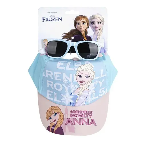 Disney Disney Frozen Elsa en Anna Pet en Zonnebril Set – Blauw/Roze – UV400 Bescherming – Verstelbare Zomer Pet voor Meisjes
