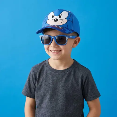 Sonic the Hedgehog Sonic the Hedgehog Pet en Zonnebril Set – Blauw – UV400 Bescherming – Verstelbare Kinderpet Zomer