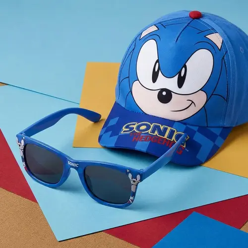 Sonic the Hedgehog Sonic the Hedgehog Pet en Zonnebril Set – Blauw – UV400 Bescherming – Verstelbare Kinderpet Zomer
