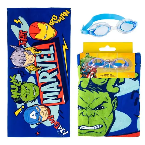 Marvel Marvel Avengers Strandlaken met Zwembril – 70x140 cm – Polyester – Strandlaken Set Kinderen
