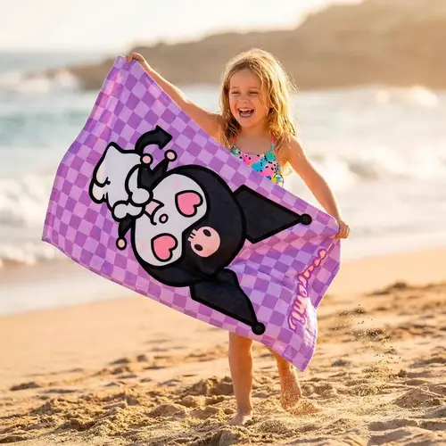 Hello Kitty Hello Kitty Kuromi Strandlaken Meisjes – 70x140 cm – Polyester – Sneldrogend – Strand Handdoek