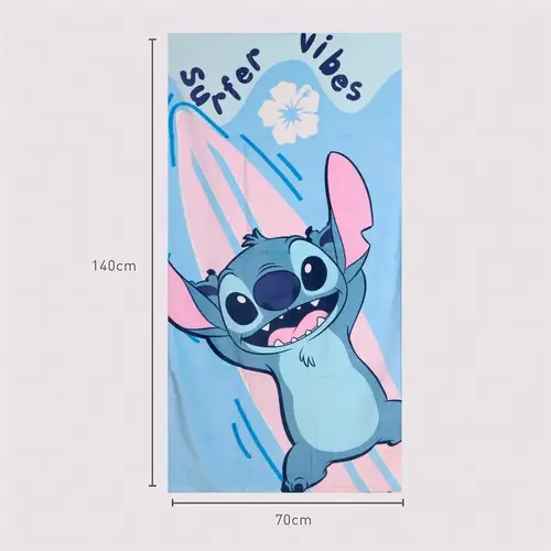 Disney Stitch Strandlaken Katoen 70x140 cm – Disney Strandhanddoek Jongens en Meisjes – Blauw Roze