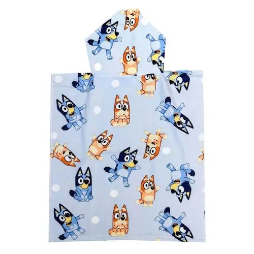 Bluey Bluey Poncho Handdoek Kinderen – Strandponcho – Sneldrogend Polyester – Met Capuchon – Blauw