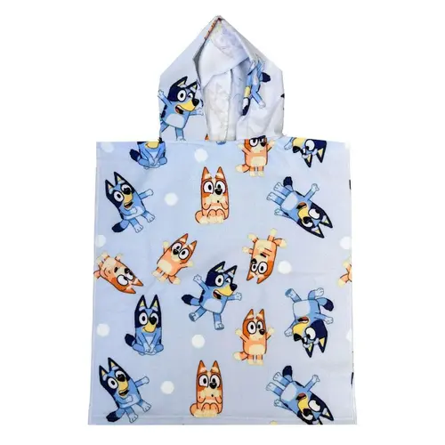 Bluey Bluey Poncho Handdoek Kinderen – Strandponcho – Sneldrogend Polyester – Met Capuchon – Blauw