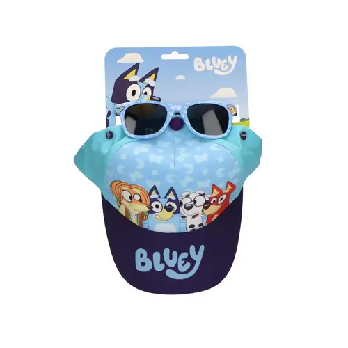 Bluey Bluey Pet met Zonnebril Kinderen – Zomer Set – UV400 Bescherming – Verstelbare Cap – Officieel Gelicenseerd