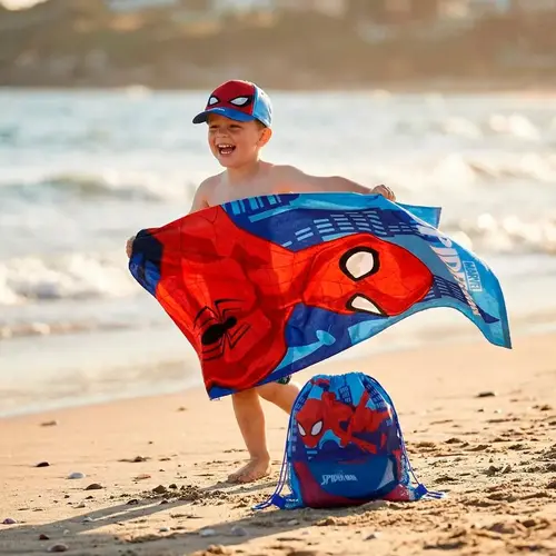 Marvel Spiderman Zwemtas Strandlaken & Pet Set – Strand Set Kinderen – Spiderman Tas Handdoek Pet – Zomer Set