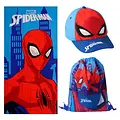 Marvel Spiderman Zwemtas Strandlaken & Pet Set – Strand Set Kinderen – Spiderman Tas Handdoek Pet – Zomer Set