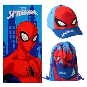 Marvel Spiderman Strand Set Tasche Handtuch Cap